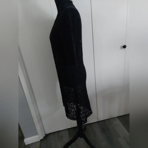 Eileen Fisher Wool lace Duster cardigan black size xsmall - Picture 8 of 10